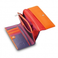 Skórzany duży portfel damski marki DuDu®, fuksja + czerwony