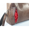 Skórzana torba na ramię na laptopa, A4, jasno szara