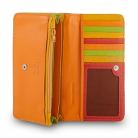 Skórzany portfel damski DuDu®, czerwony + pomarańczowy + inne
