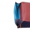 Skórzany mały portfel damski marki DuDu®, fioletowy + kolorowy środek