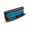 Skórzany duży portfel damski marki DuDu®, ciemny brąz, błękitny + inne