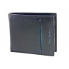 Mały portfel męski Pierre Cardin ze skóry naturalnej czarny z niebieską wstawką