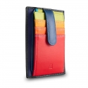 Skórzany portfel na karty marki DuDu®, czarny + kolorowy środek