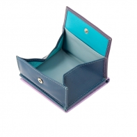 Skórzany mały portfel damski marki DuDu®, fioletowy + niebieski