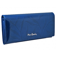 Lakierowany skórzany portfel damski Pierre Cardin, niebieski