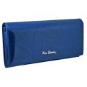 Lakierowany skórzany portfel damski Pierre Cardin, niebieski