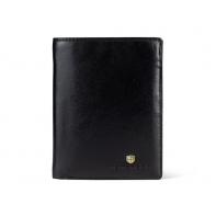 Pionowy skórzany portfel męski marki Peterson, czarny, RFID