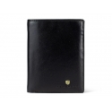 Pionowy skórzany portfel męski marki Peterson, czarny, RFID