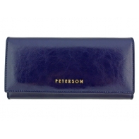 Długi portfel damski Peterson, RFID, granatowy