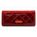 Długi portfel damski Peterson RFID, czerwony, lakierowany, pikowany