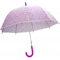 Głęboka przezroczysta automatyczna parasolka we fioletowe serduszka