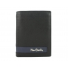 Portfel męski Pierre Cardin RFID ze skóry naturalnej czarny z niebieską wstawką