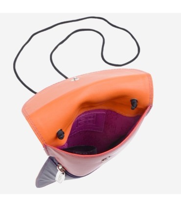 Skórzany portfel damski turystyczny na szyje marki DuDu®, fuksja