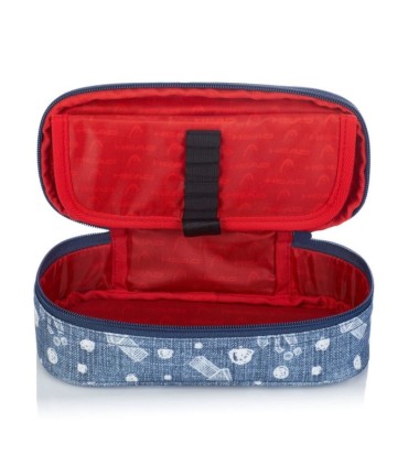 Usztywniany piórnik Astra Head HD-346, dżinsowy w strzałki