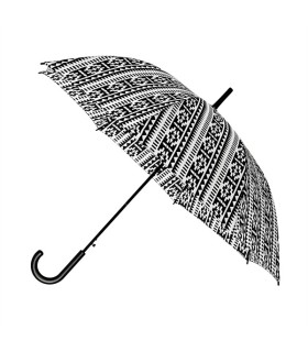 Automatyczna elegancka parasolka damska w biało czarny aztecki wzór