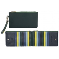 Skórzany portfel saszetka marki DuDu®, zielony + niebieski