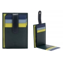 Skórzany portfel na karty marki DuDu®, zielony + niebieski