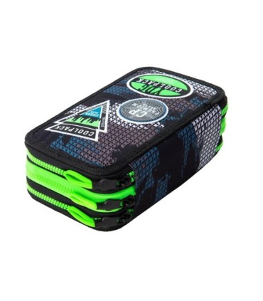 Potrójny piórnik z wyposażeniem Coolpack Jumper 3, Grey Badges B67150