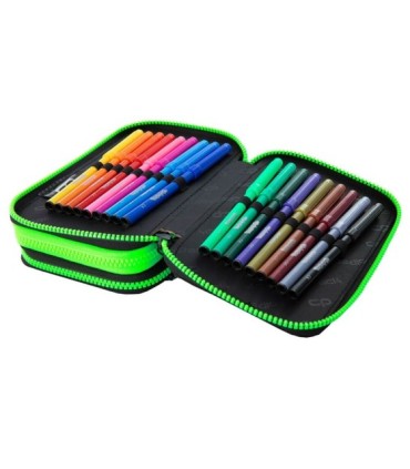 Potrójny piórnik z wyposażeniem Coolpack Jumper 3, Grey Badges B67150