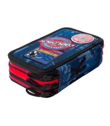 Potrójny piórnik z wyposażeniem Coolpack Jumper 3,  Blue Badges B67154