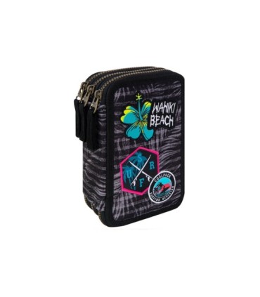 Potrójny piórnik z wyposażeniem Coolpack Jumper 3,  Grey Badges B67155