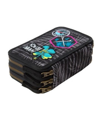 Potrójny piórnik z wyposażeniem Coolpack Jumper 3,  Grey Badges B67155