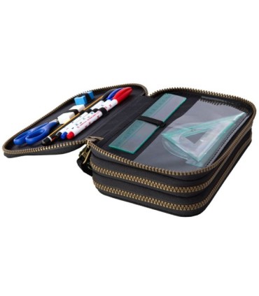 Potrójny piórnik z wyposażeniem Coolpack Jumper 3,  Grey Badges B67155