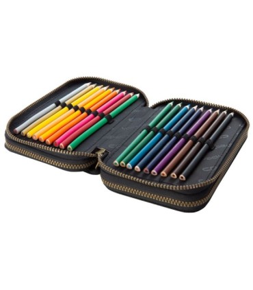 Potrójny piórnik z wyposażeniem Coolpack Jumper 3,  Grey Badges B67155