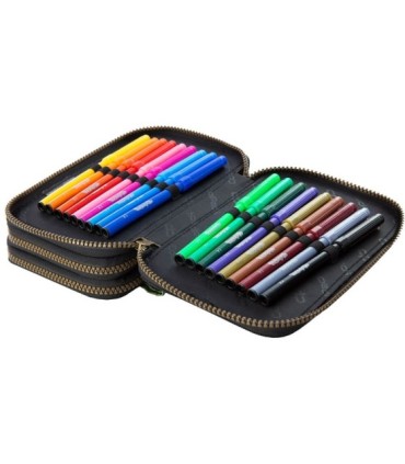 Potrójny piórnik z wyposażeniem Coolpack Jumper 3,  Grey Badges B67155