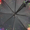 Długa automatyczna parasolka damska z falbanką, kolorowe plamy