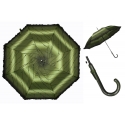 Długa automatyczna parasolka damska z falbanką, zielone listki