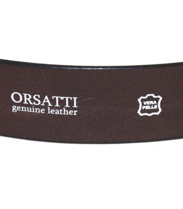 Brązowy skórzany pasek damski z klasyczną klamrą marki Orsatti