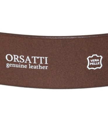 Brązowy pasek do dżinsów marki Orsatti z klasyczną klamrą
