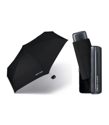 Lekka, mała parasolka Pierre Cardin w praktycznym etui, czarna