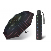 Automatyczna parasolka Happy Rain, czarna w kolorowe grochy