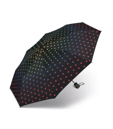 Automatyczna parasolka Happy Rain, czarna w kolorowe grochy