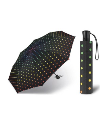 Automatyczna parasolka Happy Rain, czarna w kolorowe kropki