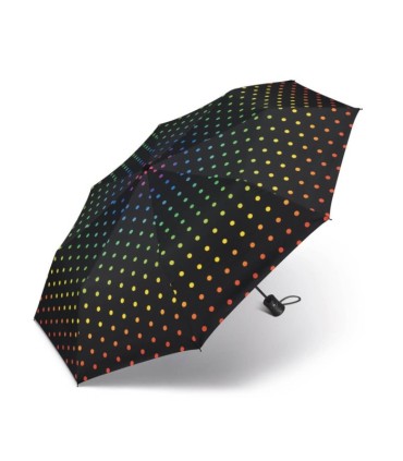 Automatyczna parasolka Happy Rain, czarna w kolorowe kropki
