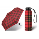 Kieszonkowa, ultra mini parasolka Happy Rain 16 cm, czerwona w kratę