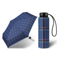 Kieszonkowa, ultra mini parasolka Happy Rain 16 cm, niebieska w kratę
