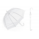 Głęboka parasolka Happy Rain, przezroczysta z białą lamówką