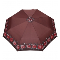 Automatyczna parasolka damska marki Parasol, brązowa w róże