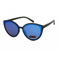 Okulary przeciwsłoneczne damskie UV, CZARNE + niebieskie LUSTRZANKI