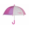 Dziecięca głęboka parasolka z odblaskową lamówką, różowo-biała