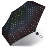 Kieszonkowa, ultra mini parasolka Happy Rain 16 cm, czarna w GROSZKI