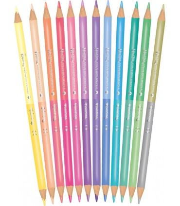 Kredki ołówkowe dwustronne PASTELOWE 12 szt. (24 kolory) Colorino