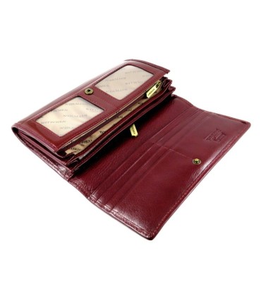 Długi portfel damski Wittchen SKÓRZANY, kolekcja Verona BORDOWY