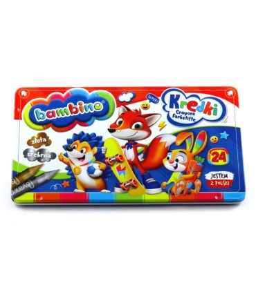 Kredki świecowe 24 kolory Bambino w metalowym opakowaniu