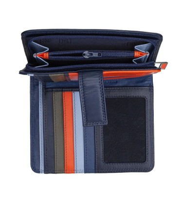 Skórzany pojemny portfel damski DuDu®, GRANATOWY