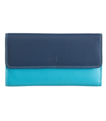 Duży skórzany portfel damski SASZETKA DuDu®, NIEBIESKI